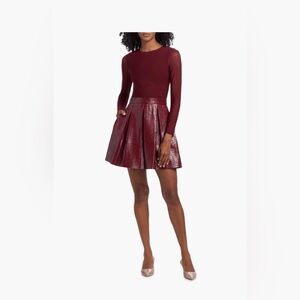 ALICE + OLIVIA
Chara Faux Croc-Embossed Leather Minidress